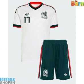 Billiga Mexiko Orbelin Pineda #17 Bortatröja Barn VM 2026 Kortärmad (+ Korta byxor)